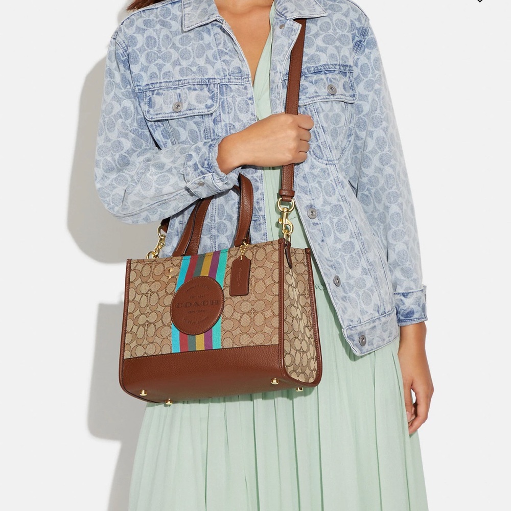 Coach Dempsey Carryall In Signature Jacquard With Stripe And Coach Patch